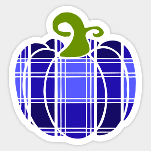 Royal Blue Plaid Pumpkin Sticker